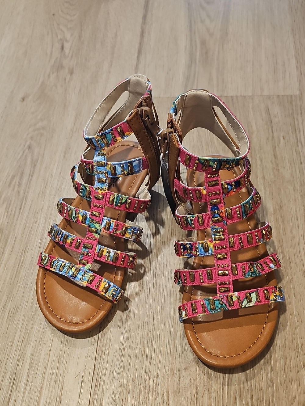 Stevies Pink Multicolor Strappy Gladiator Sandals for Kids